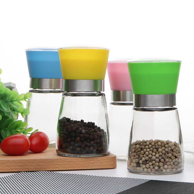 Hot selling kitchenware grinder glass bottle 180g for spice salt pepper condiment