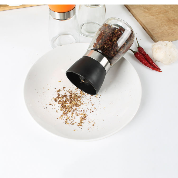 Hot selling kitchenware grinder glass bottle 180g for spice salt pepper condiment