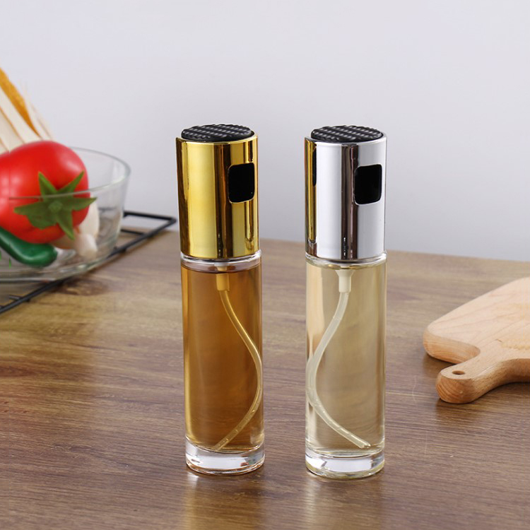 Hot 100ml glass olive oil mist spray bottle for kitchen cooking pump dispenser stainless steel