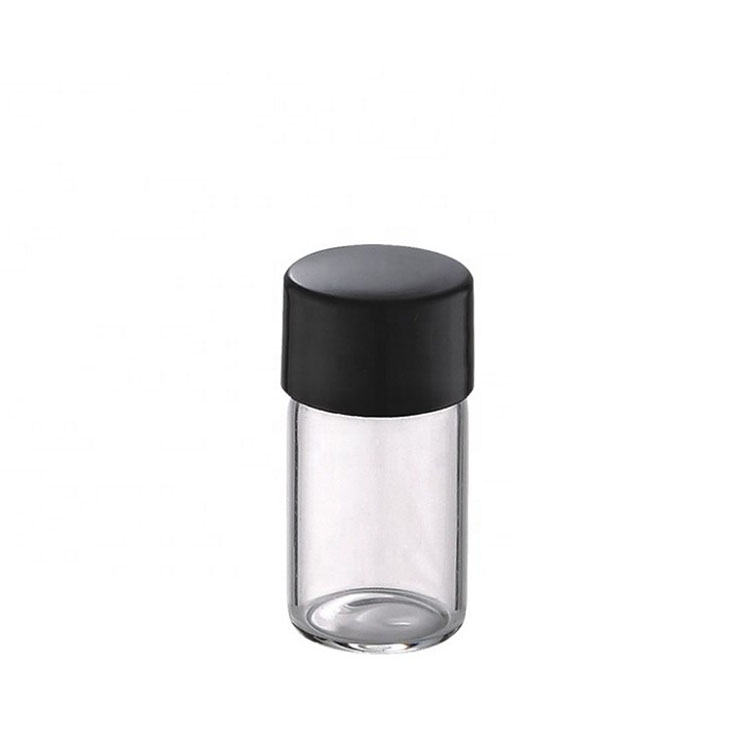 1ml 1.5ml 2ml 3ml 4ml hot sale small custom size clear pharmaceutical glass essential oil bottle with black plastic cap