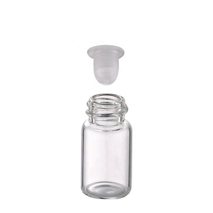 1ml 1.5ml 2ml 3ml 4ml hot sale small custom size clear pharmaceutical glass essential oil bottle with black plastic cap