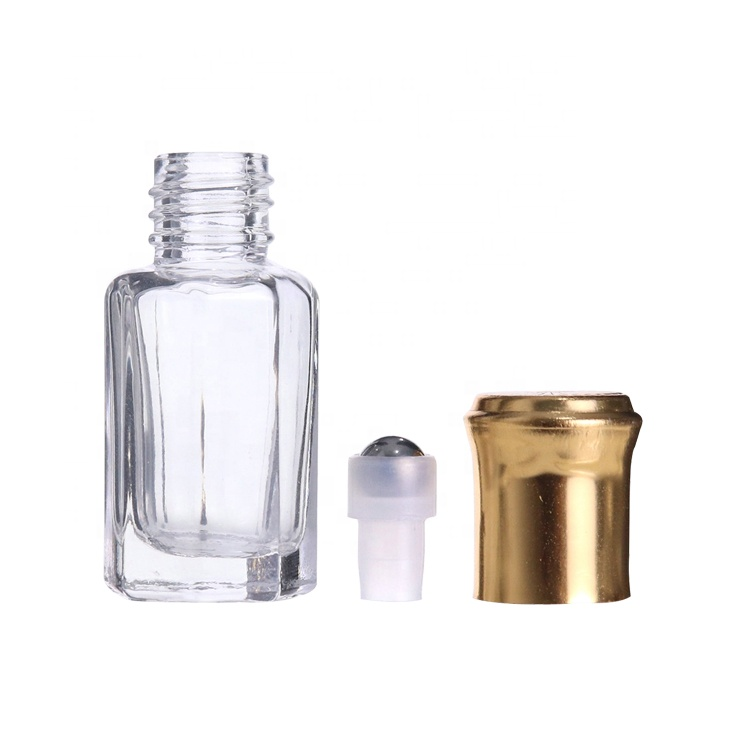 Wholesale empty essential oil perfume 10ml clear glass roll on bottle with metal roller ball