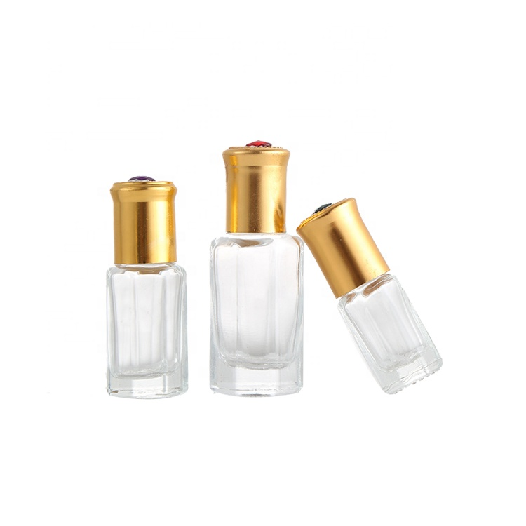 Wholesale empty essential oil perfume 10ml clear glass roll on bottle with metal roller ball