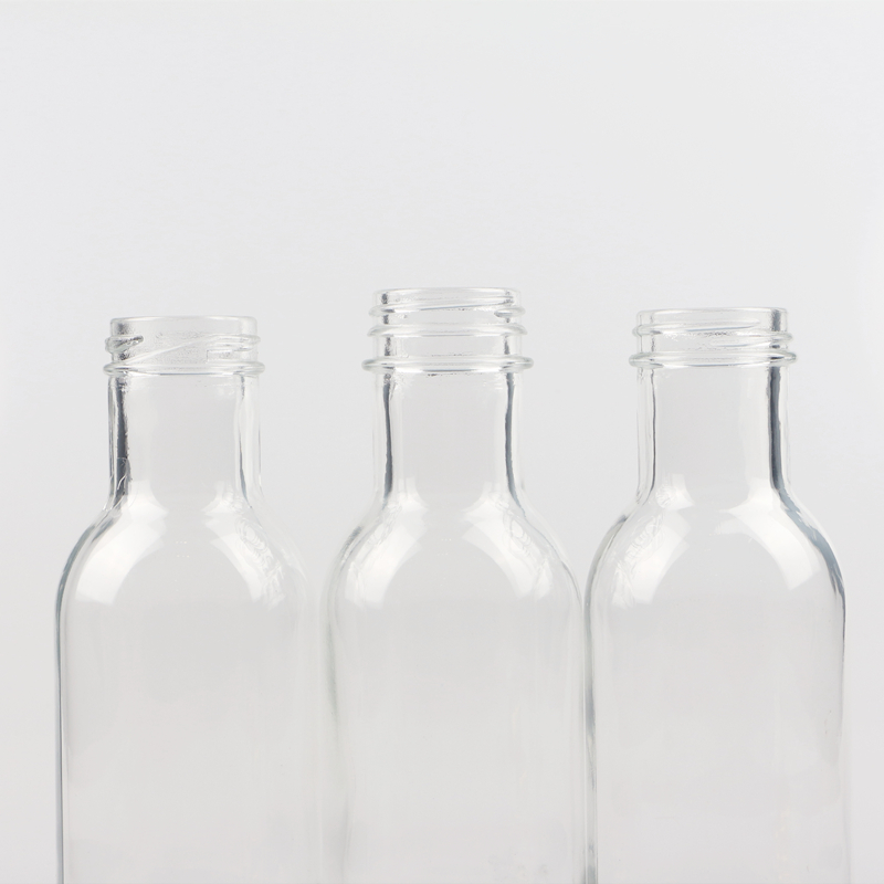 Empty 250ml 25cl clear round juice soft drink beverage glass bottles with plastic cap/aluminum cover/iron lids