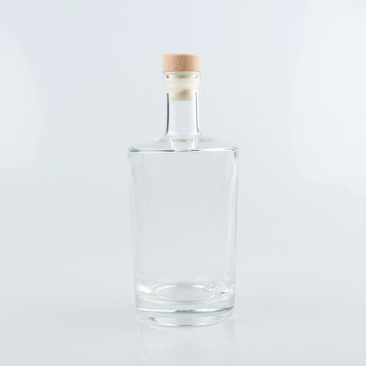 Unique shape high white 350ml clear glass wine bottles for liquor vodka with cork