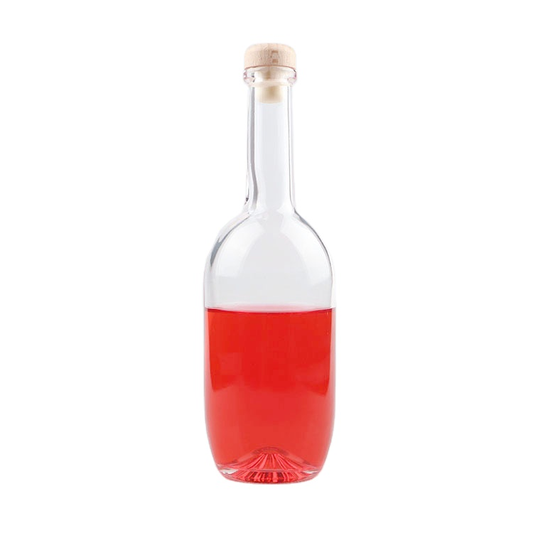 400ml Clear Round Glass Wine Bottles With Cork Stopper