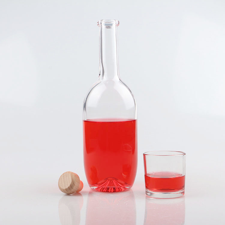 400ml Clear Round Glass Wine Bottles With Cork Stopper