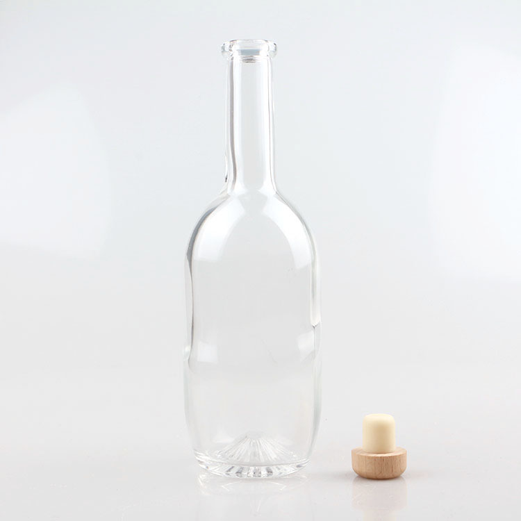 400ml Clear Round Glass Wine Bottles With Cork Stopper