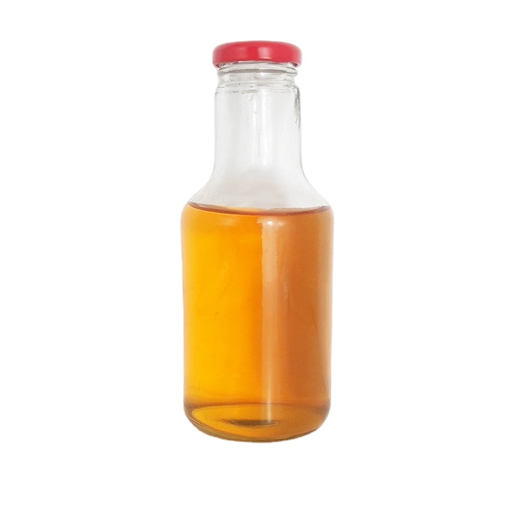 Round Clear 450ml Long Neck Glass Juice Drinking Bottle With Metal Screw Lid