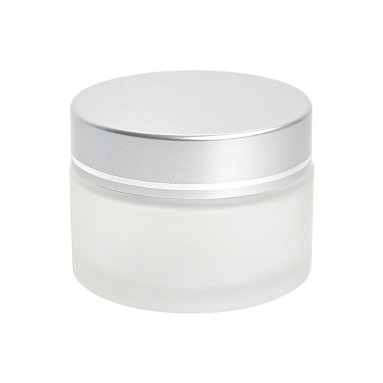 Frosted Cosmetics Glass Cream Packaging Jar With Silver Lid 5g 10g 15g 20g 30g 50g 60g 100g