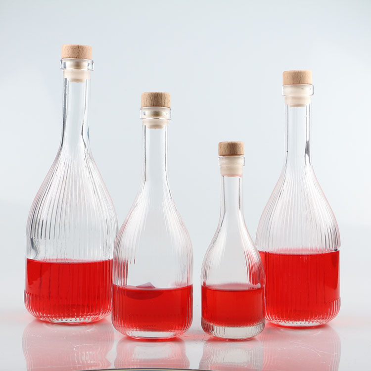 100ml 250ml 350ml 500ml Clear Frosted Empty Waxberry Wine Glass Bottles With Wooden Cork