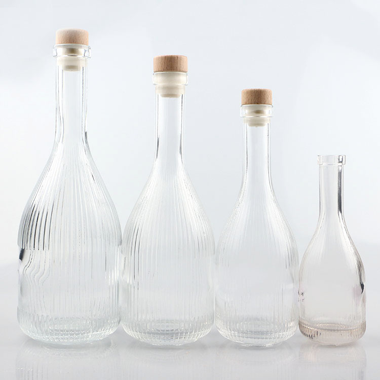 100ml 250ml 350ml 500ml Clear Frosted Empty Waxberry Wine Glass Bottles With Wooden Cork