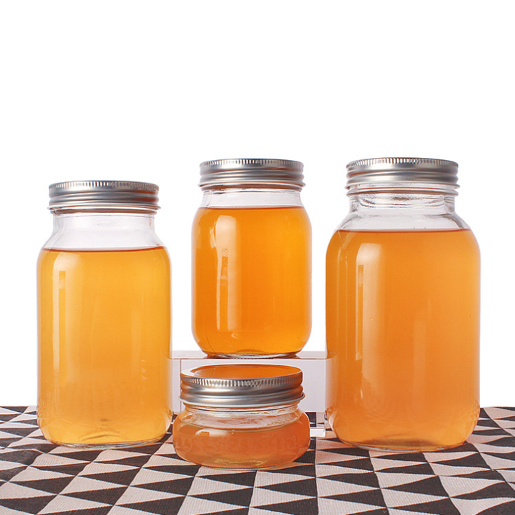 Round Glass Mason jar For Pickles Kimchi Mayonnaise With Screw Metal Lid 150ml 250ml 380ml 500ml 750ml 1000ml