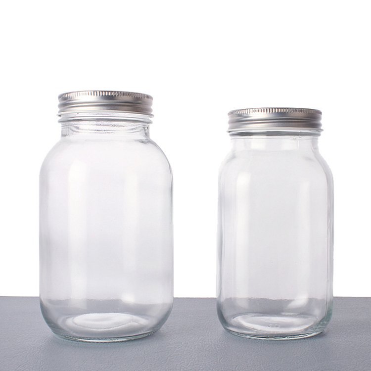 Round Glass Mason jar For Pickles Kimchi Mayonnaise With Screw Metal Lid 150ml 250ml 380ml 500ml 750ml 1000ml