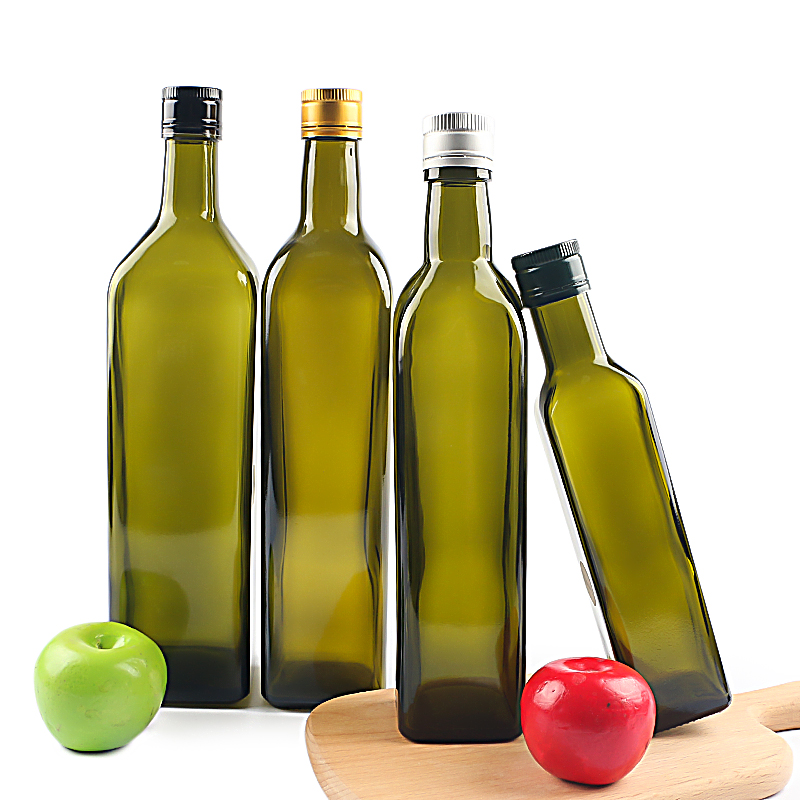 100ml 250ml 500ml 750ml 1000ml green color glass bottle food grade olive oil bottle with aluminum cap