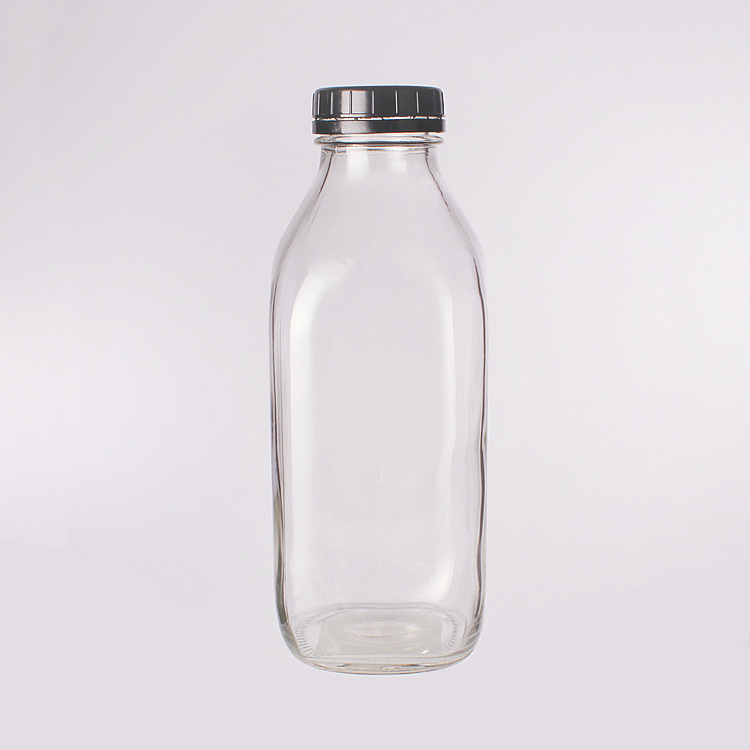 100ml 300ml 500ml 1000ml 16oz Vintage Square Beverage Glass Drinking Bottles With Lids For Kombucha,Tea,Milk,Yogurt