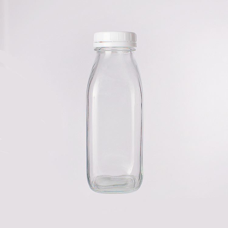 100ml 300ml 500ml 1000ml 16oz Vintage Square Beverage Glass Drinking Bottles With Lids For Kombucha,Tea,Milk,Yogurt