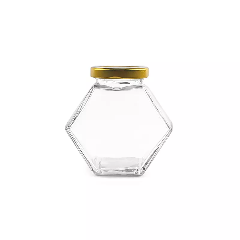 Hot Sale Glass Jars 100ml 180ml 280ml 380ml Flat Hexagon Honey Jar Food Storage Jar