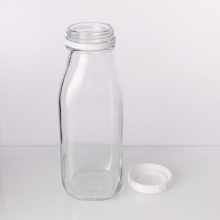 100ml 300ml 500ml 1000ml 16oz Vintage Square Beverage Glass Drinking Bottles With Lids For Kombucha,Tea,Milk,Yogurt