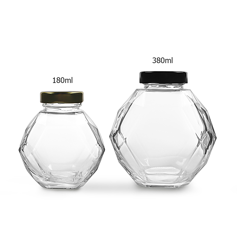 New products 180ml 380ml special shape glass jar for honey jam sauce wine beverage with tinplate cap