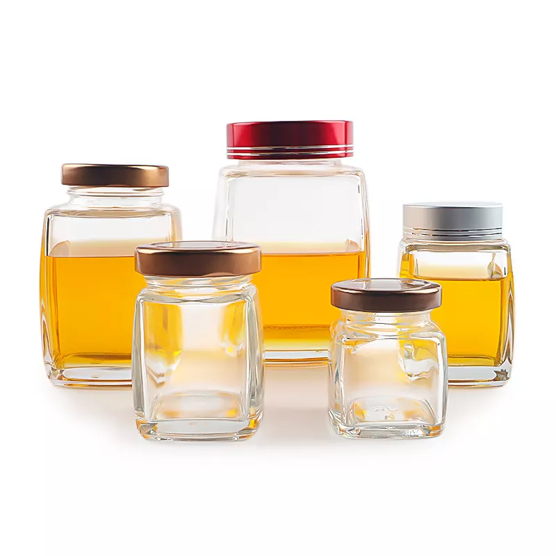 80-750ml Square Bird’s Nest Glass Bottle Food Storage Recycled Glass Honey Jam Jar