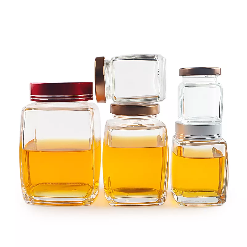 80-750ml Square Bird’s Nest Glass Bottle Food Storage Recycled Glass Honey Jam Jar