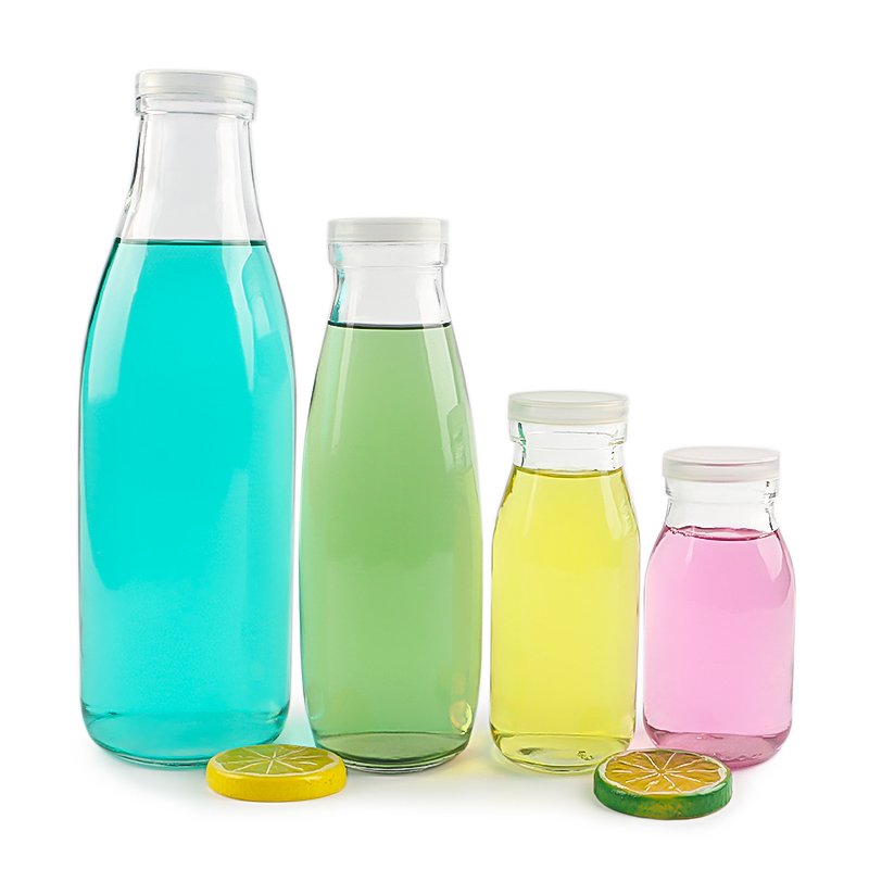 Empty 200ml 250ml 500ml 1000ml Clear Glass Milk Bottle With Plastic Lid