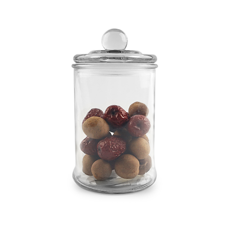 Hot Sale 120ml 380ml 750ml Straight Round Glass Storage Jar With Glass Lid