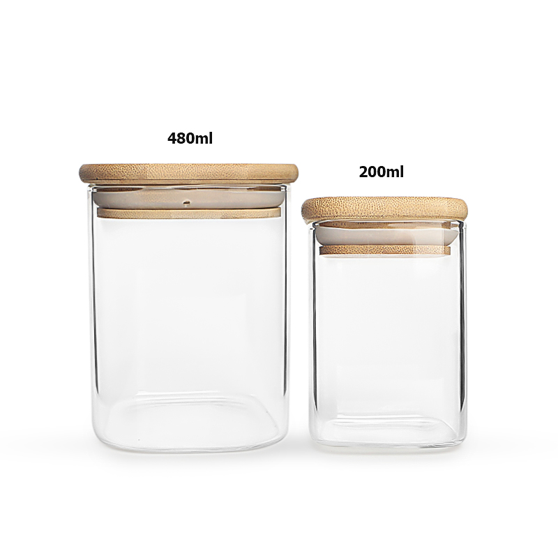 Customer design 200ml 480ml high borosilicate square shape food storage jar