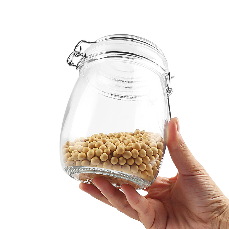 Food grade Glass jar with glass clip 850ml 1000ml 32oz sealing food storage