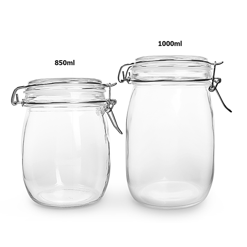 Food grade Glass jar with glass clip 850ml 1000ml 32oz sealing food storage