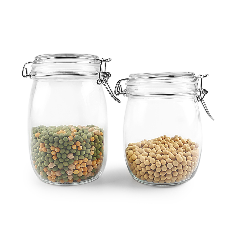 Food grade Glass jar with glass clip 850ml 1000ml 32oz sealing food storage