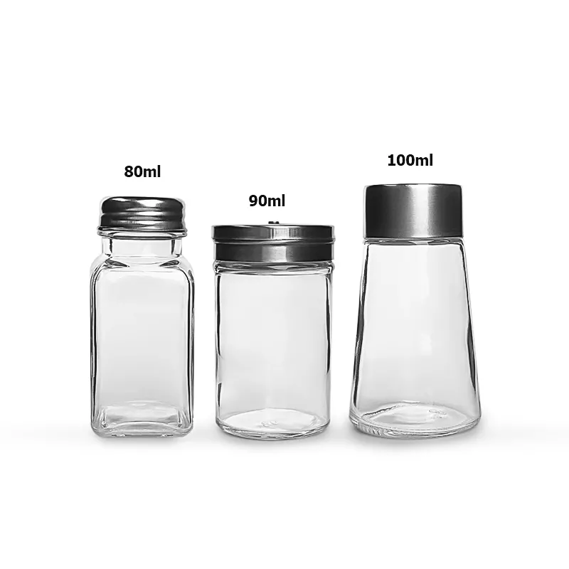 Barbecue 80ml 90ml empty glass spice jar salt pepper shaker jar for sale