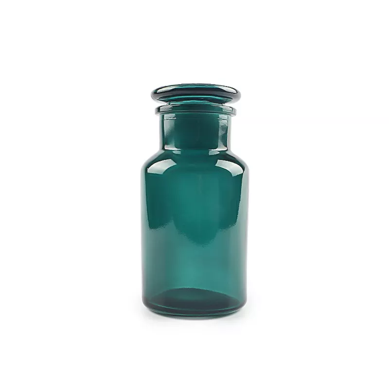 Customer made green color glass reagent bottles for chemical in stocks