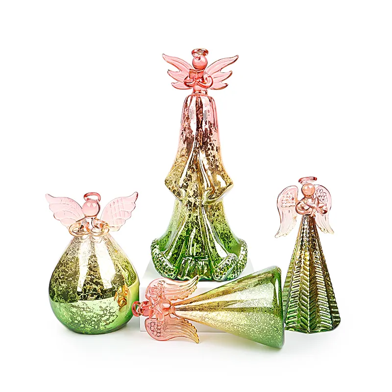 LED Battery Powered Angel shaped decorative glass jar for Christmas gift