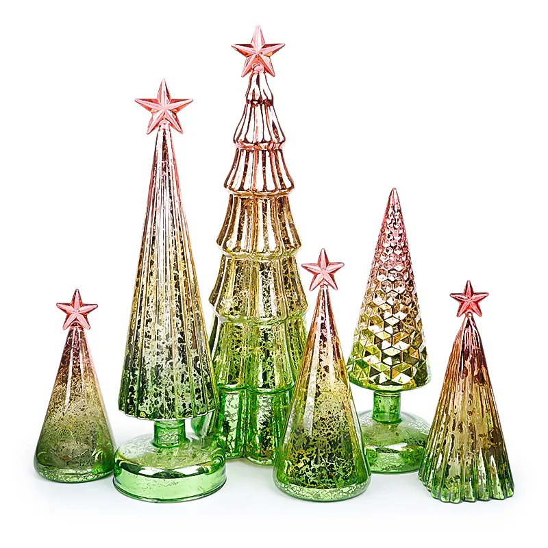 LED shiny Christmas tree gradient color glass jars for home decoration