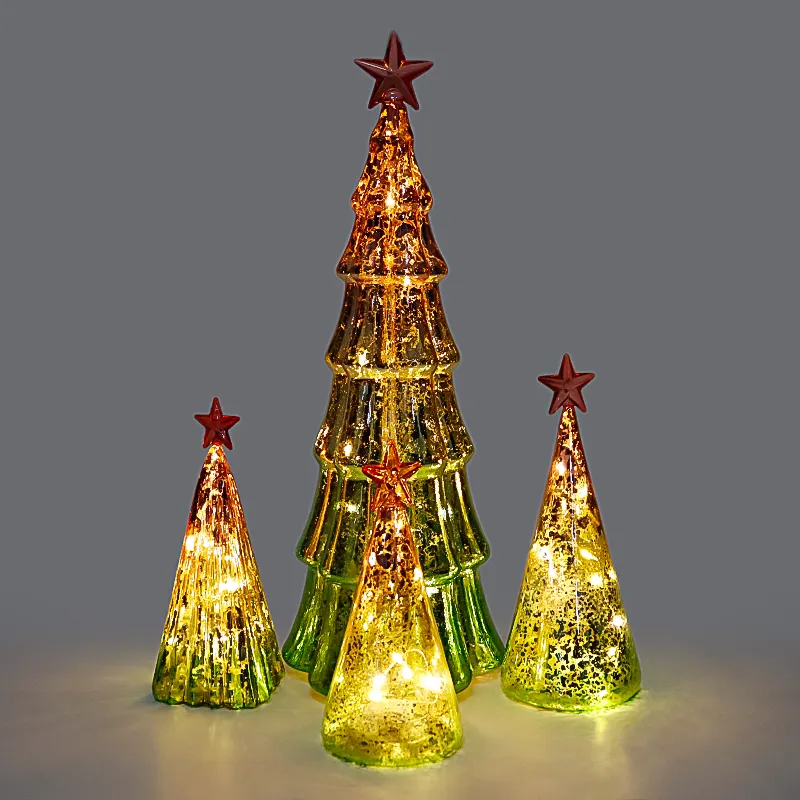 LED shiny Christmas tree gradient color glass jars for home decoration