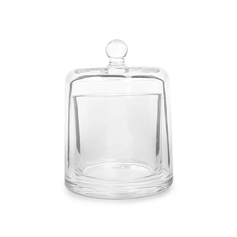 Luxury clear 200ml 350ml candle container glass candle holder for Restaurant Wedding Party with glass cover