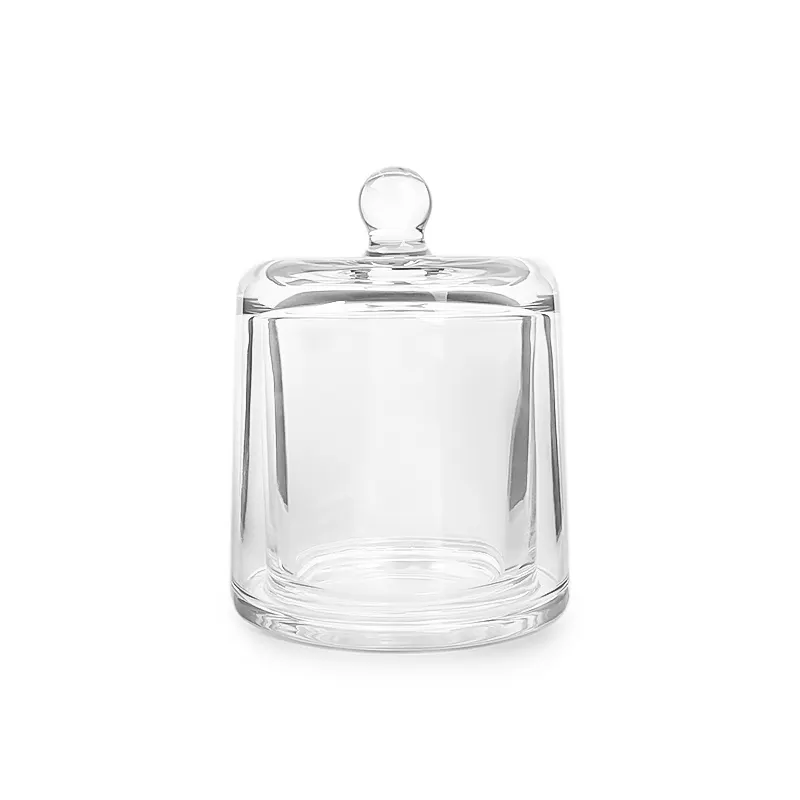 Luxury clear 200ml 350ml candle container glass candle holder for Restaurant Wedding Party with glass cover