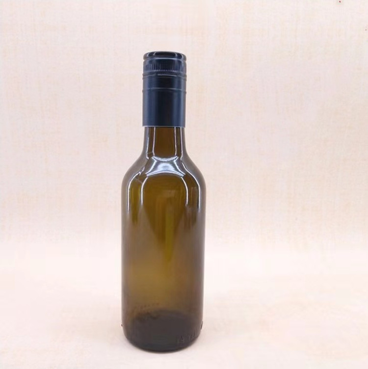 Round Amber Empty Champagne Bottle Factory Glass Wine Bottle Wholesale 187ml