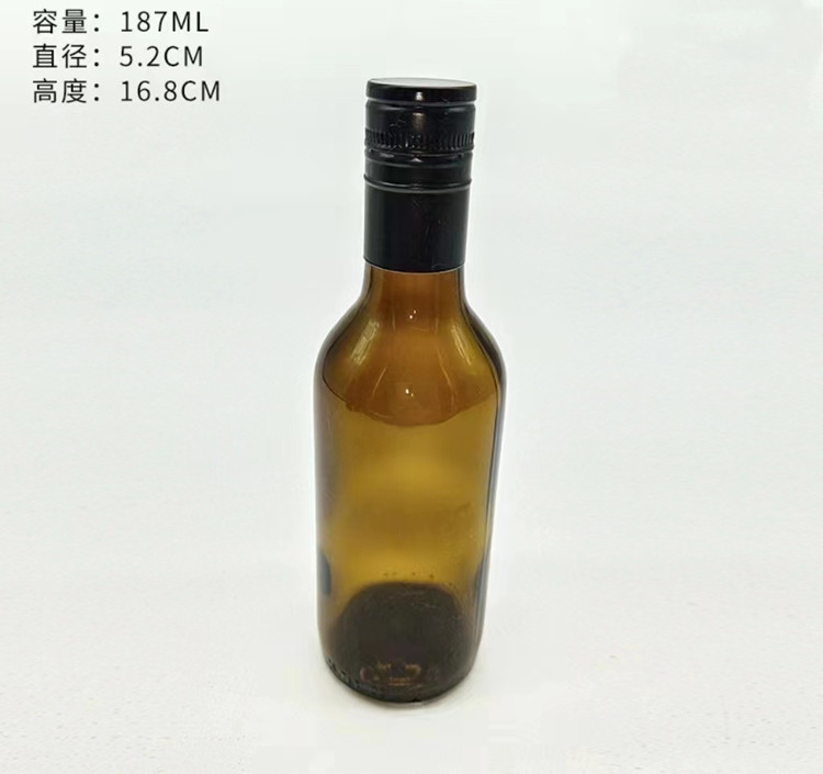 Round Amber Empty Champagne Bottle Factory Glass Wine Bottle Wholesale 187ml