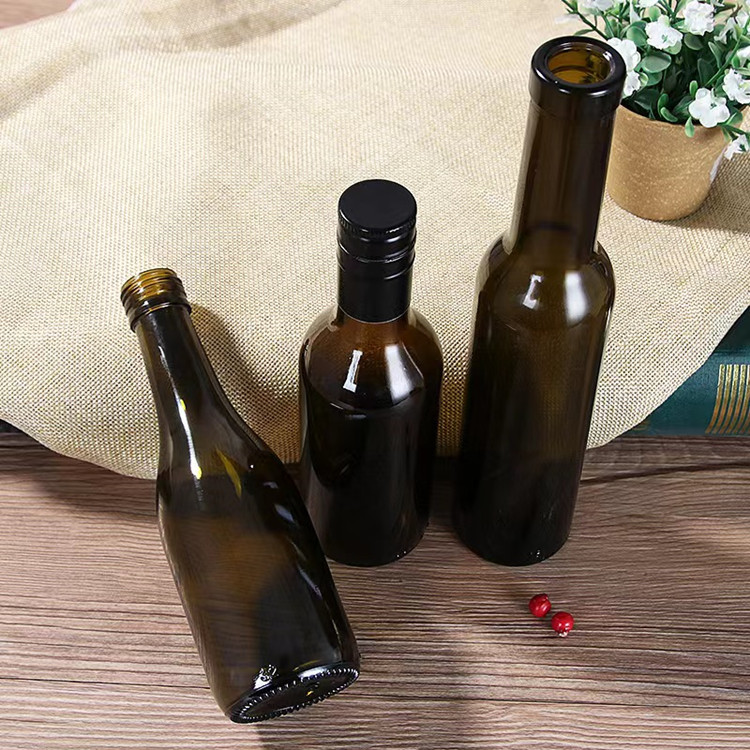 Round Amber Empty Champagne Bottle Factory Glass Wine Bottle Wholesale 187ml