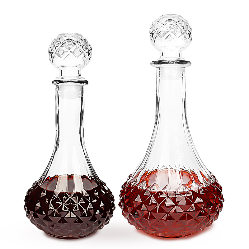 Luxury 500ml 800ml diamond glass decanter for wine and whisky with glass stopper