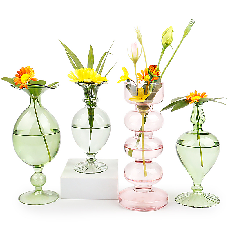 New Arrival Nordic geometric shaped glass vase hand blown glass bottle for flower