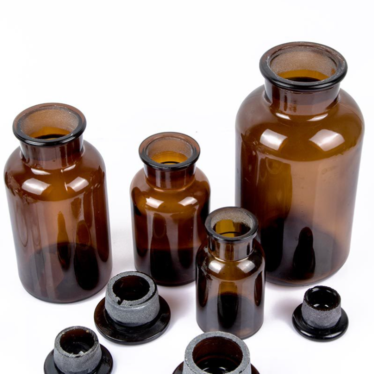 60ml 250ml 500ml1000ml amber large capacity glass jar apothecary glass bottle chemical reagent bottle with glass lid