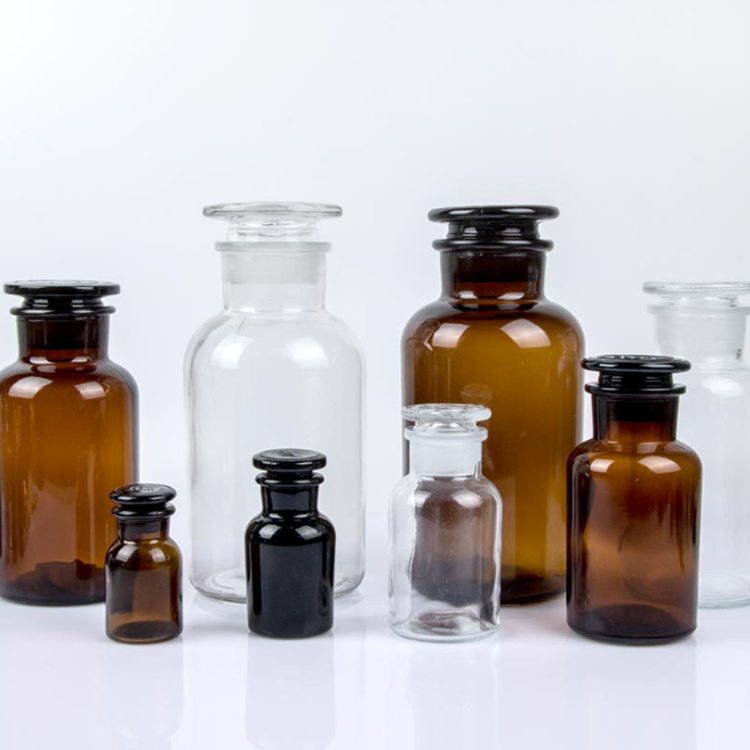 60ml 250ml 500ml1000ml amber large capacity glass jar apothecary glass bottle chemical reagent bottle with glass lid