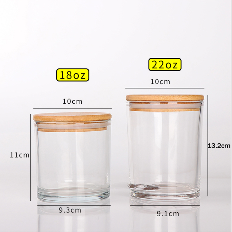 18oz 22oz Clear Glass Candle Holder Clear Glass Candle Jars With Wooden Lids