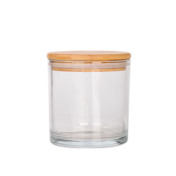 18oz 22oz Clear Glass Candle Holder Clear Glass Candle Jars With Wooden Lids