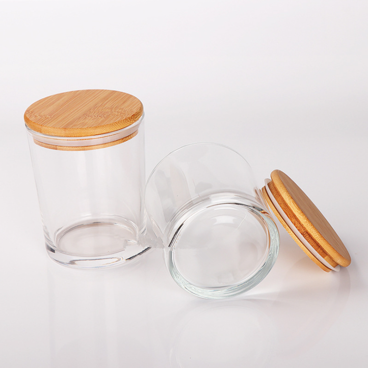 18oz 22oz Clear Glass Candle Holder Clear Glass Candle Jars With Wooden Lids