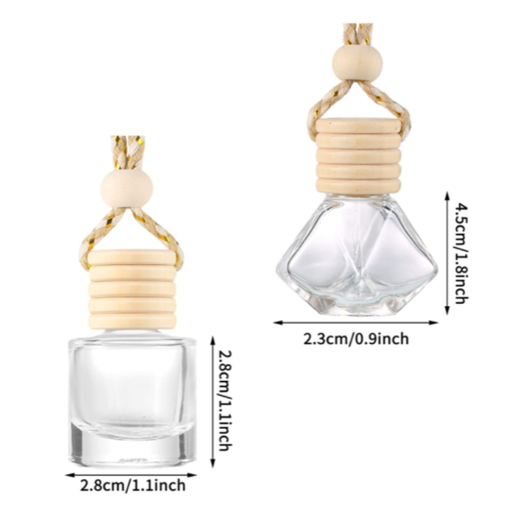 Wood Hanging Car Aroma Diffuser 10ml Car Perfume Bottle Glass